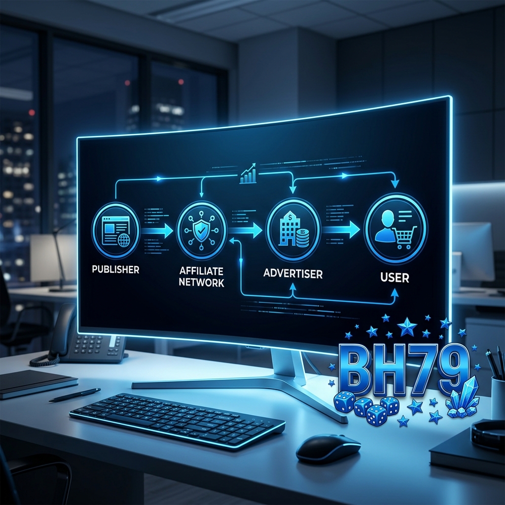Sơ đồ cơ chế hoạt động Affiliate Marketing minh bạch của BH79