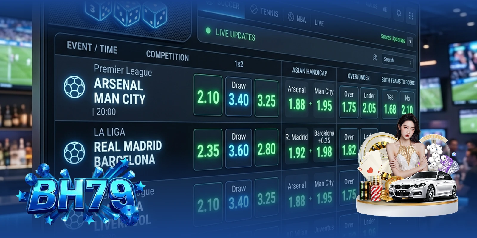 Tỷ lệ cá cược bóng đá BH79